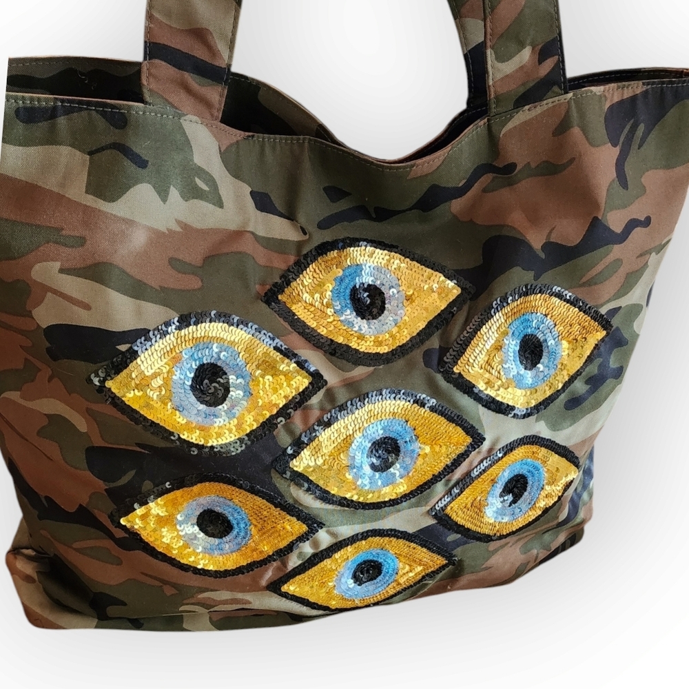 TIANA 🧿 Camouflage Tote Bag with Eye Design GORGEOUS 😍 MSRP $180
